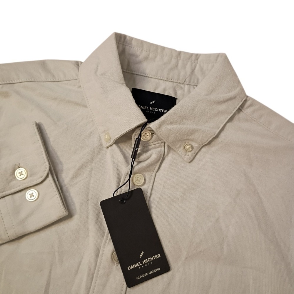 NEW Daniel Hechter Classic Oxford‎ Shirt Mens Medium Gray Stretch Performance LS